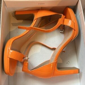 Chinese Laundry Tinie Patent Ankle Strap Heeled Sandals in Orange - 7